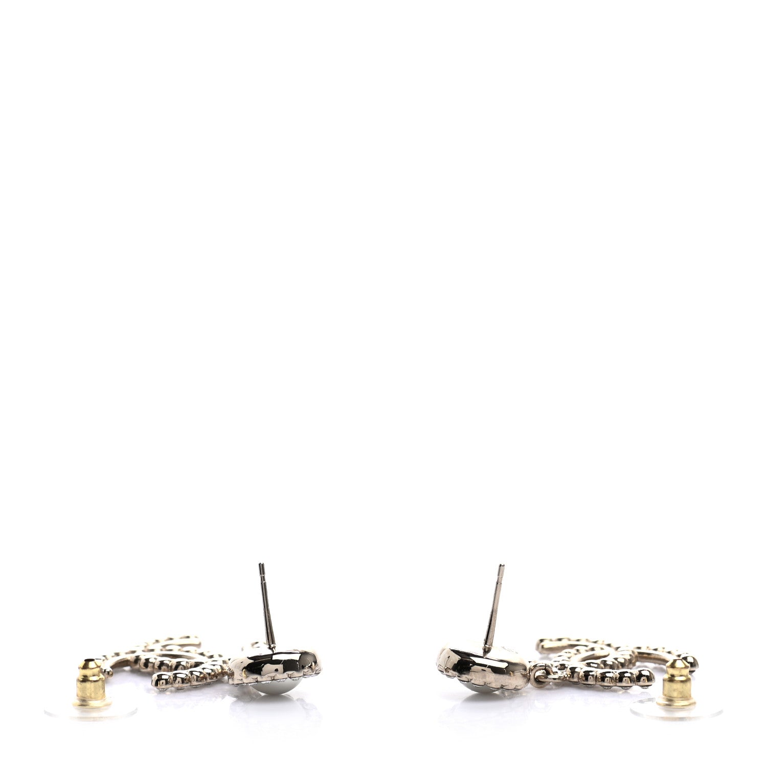 Chanel Crystal Pearl Bow-tiful CC Drop Earrings Gold 3 of 4
