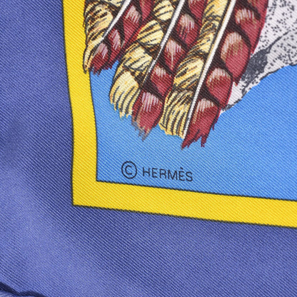 Hermes Silk Pani La Shar Pawnee Wash Scarf 90 Bleu Ciel Marine Vert 5 of 7