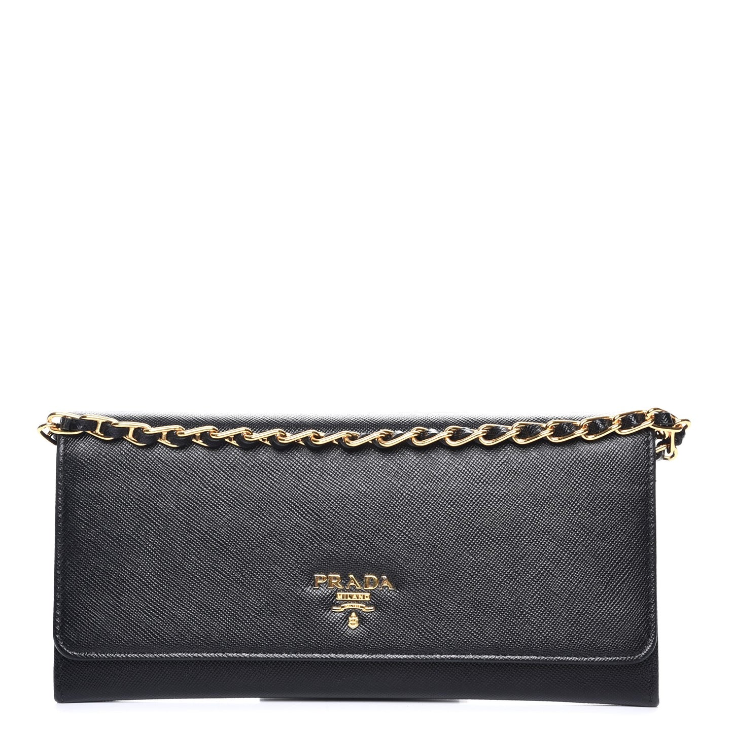 Saffiano Metal Oro Chain Wallet Nero Black