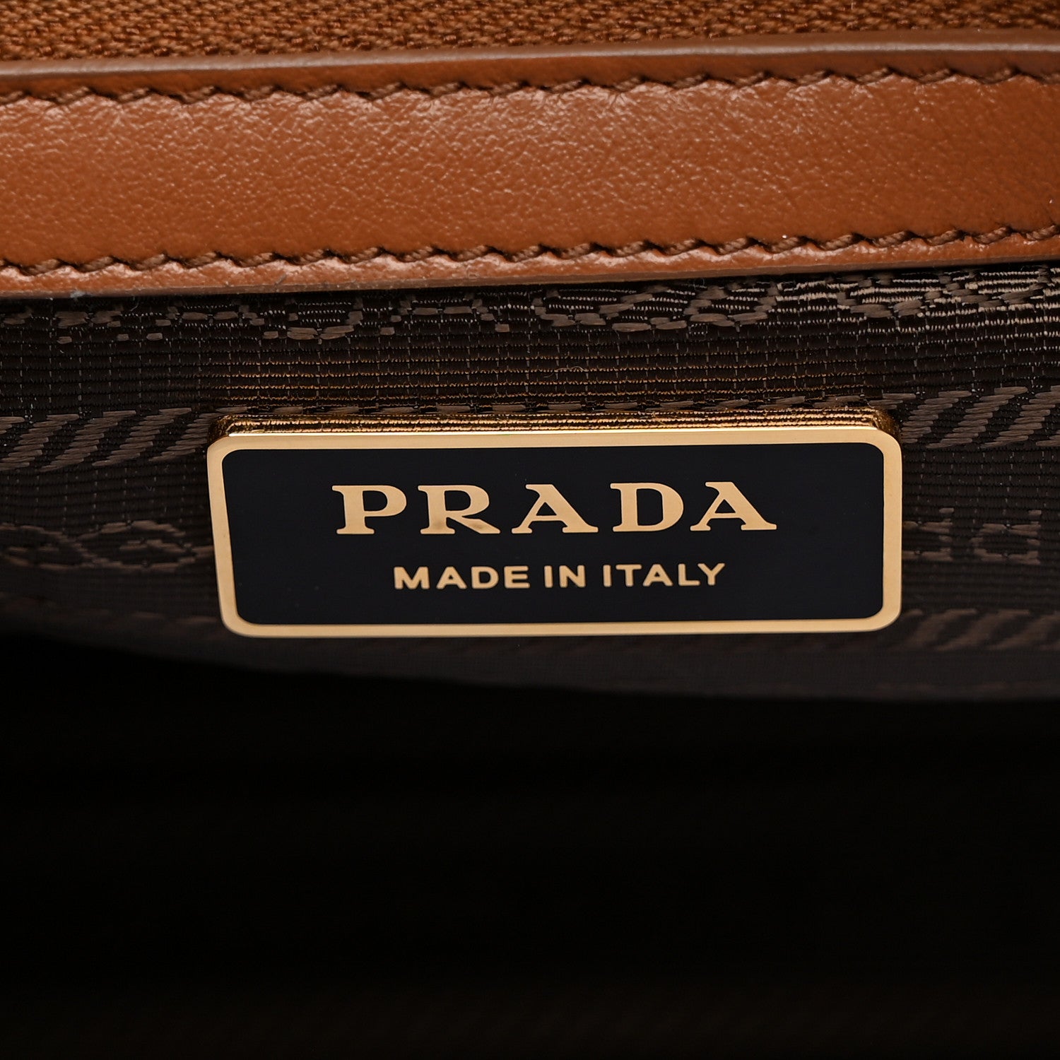 Prada Jacquard Saffiano Triangolo Symbole Embroidered Small Tote Tobacco Talco 6 of 10