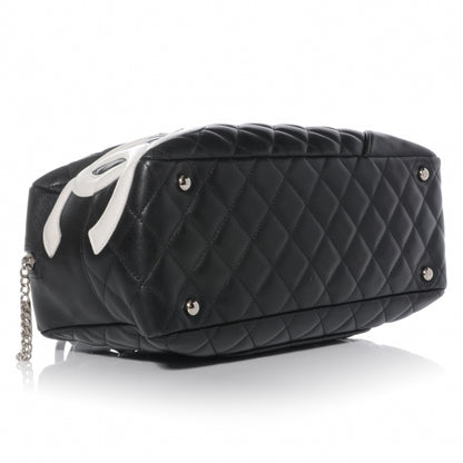 Chanel Calfskin Quilted Large Cambon Bowler Black White 4 of 9