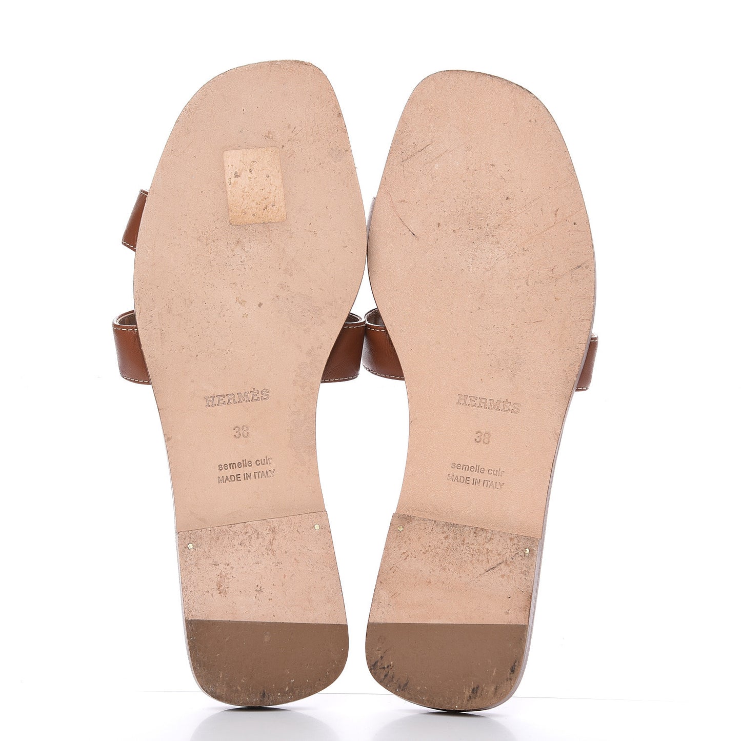 Box Calfskin Oran Sandals 38 Gold