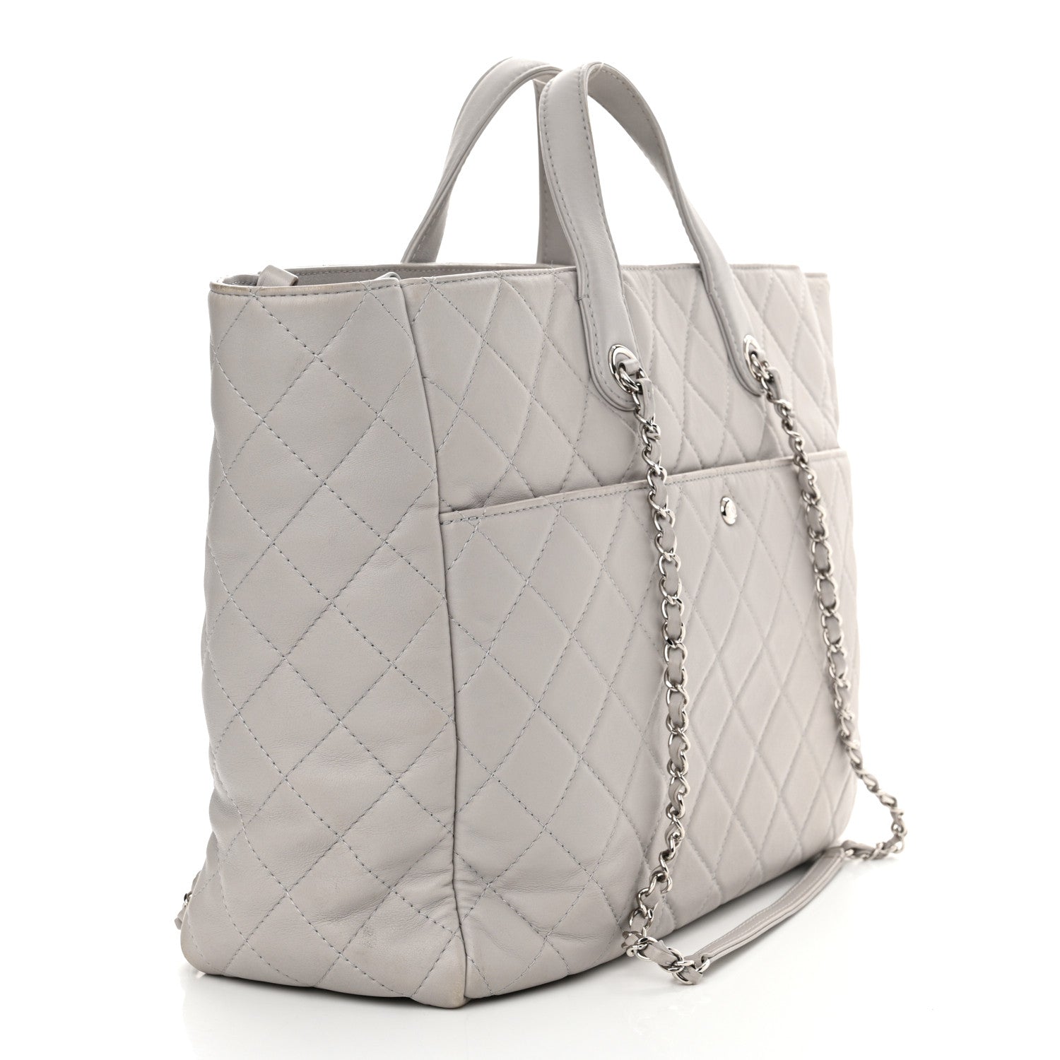 Chanel Calfskin Quilted Ultra Pocket Shopping Tote Grey 3 of 16