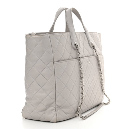 Chanel Calfskin Quilted Ultra Pocket Shopping Tote Grey 3 of 16