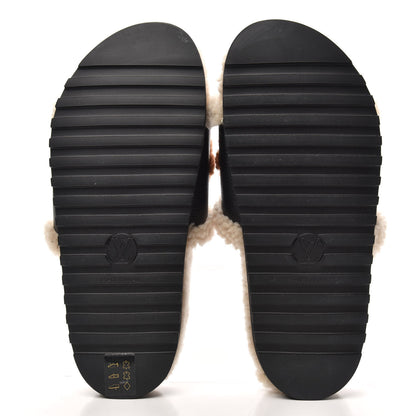 Louis Vuitton Shearling Calfskin Paseo Flat Comfort Mule 38 Beige 5 of 9