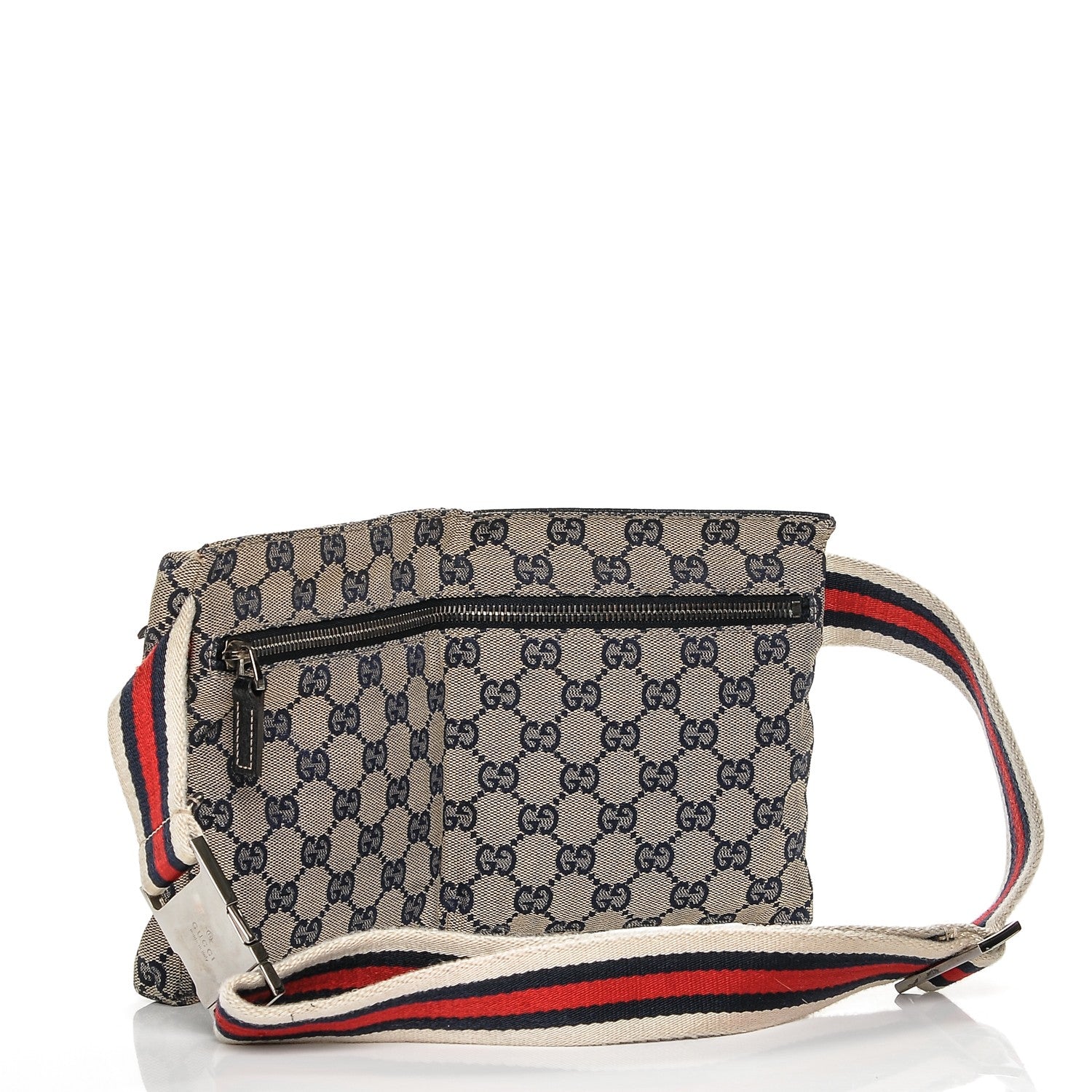 Gucci GG Monogram Web Double Pocket Belt Bag Navy 3 of 6