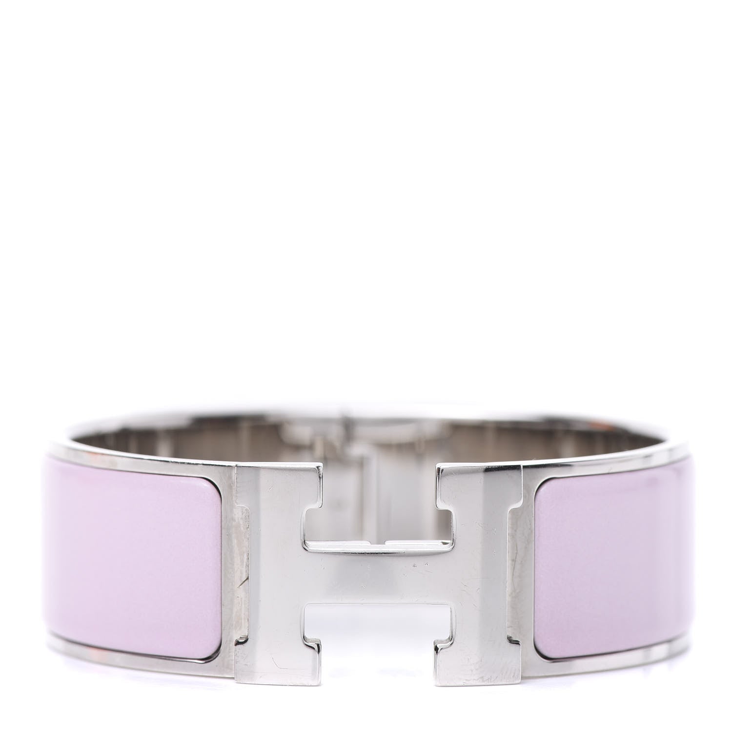 Hermes Enamel Wide Clic Clac H Bracelet PM Rose Dragee 1 of 5