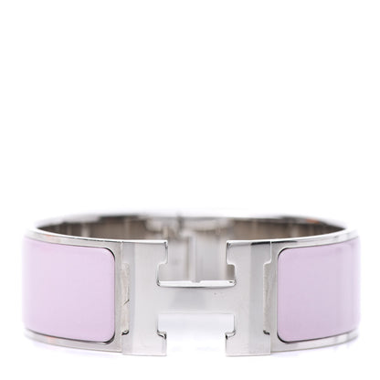 Hermes Enamel Wide Clic Clac H Bracelet PM Rose Dragee 1 of 5