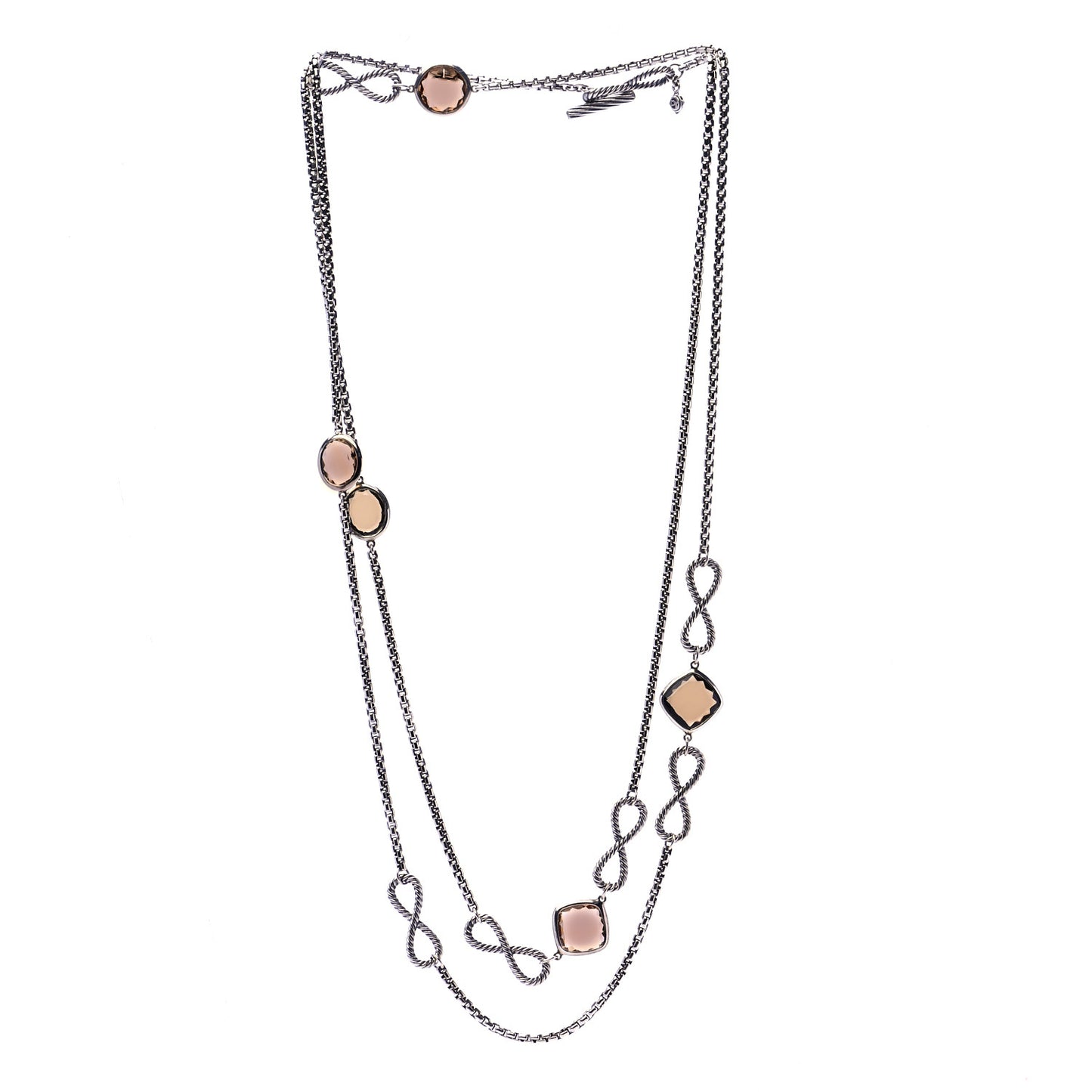 Sterling Silver Smoky Quartz Infinity Necklace
