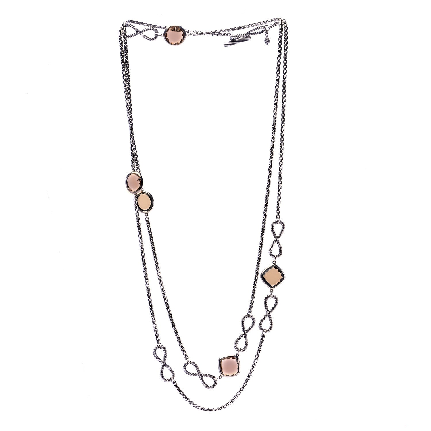 David Yurman Sterling Silver Smoky Quartz Infinity Necklace 4 of 8