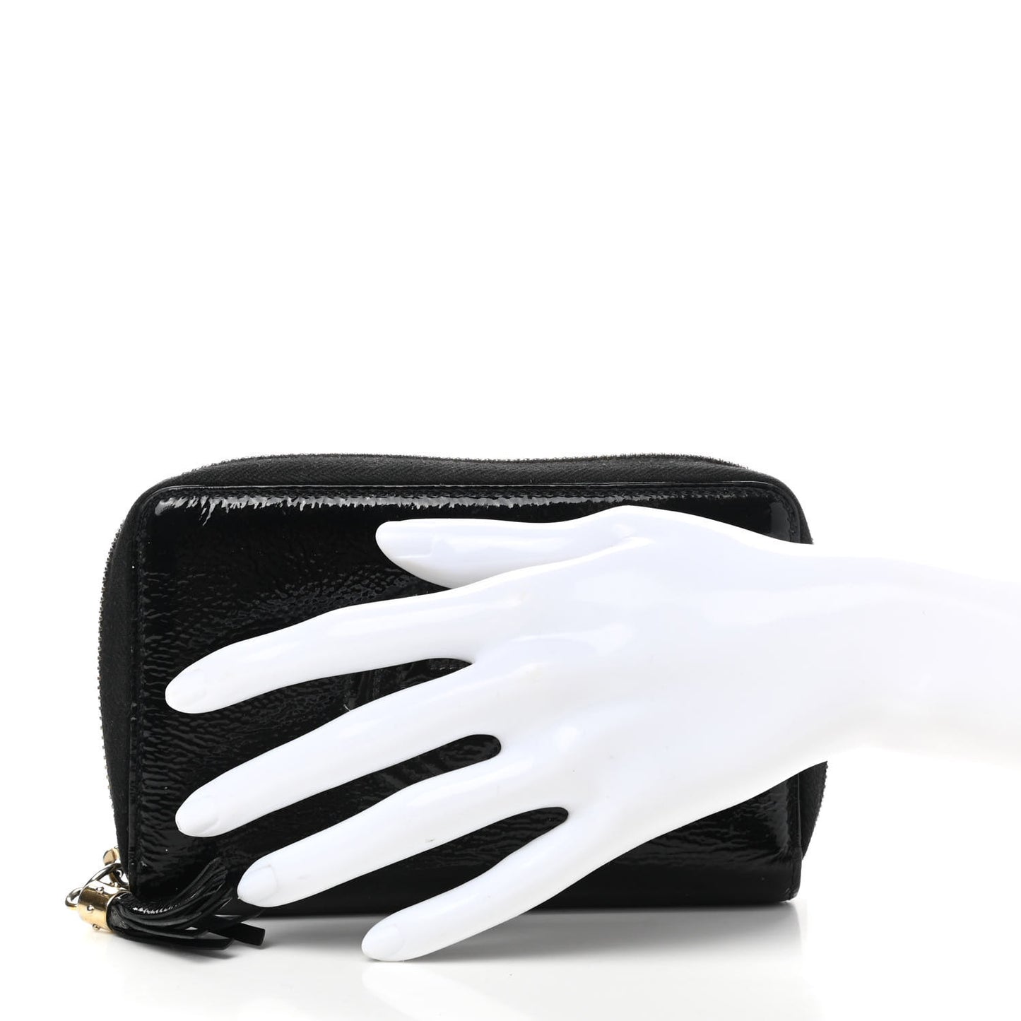 Patent Soho Compact Disco Zip Around Wallet Black