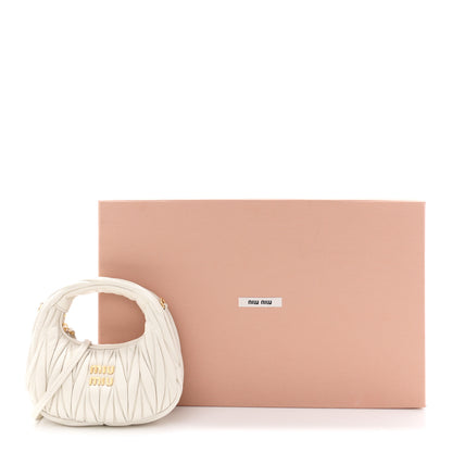 Miu Miu Nappa Matelasse Mini Wander Hobo White 10 of 10