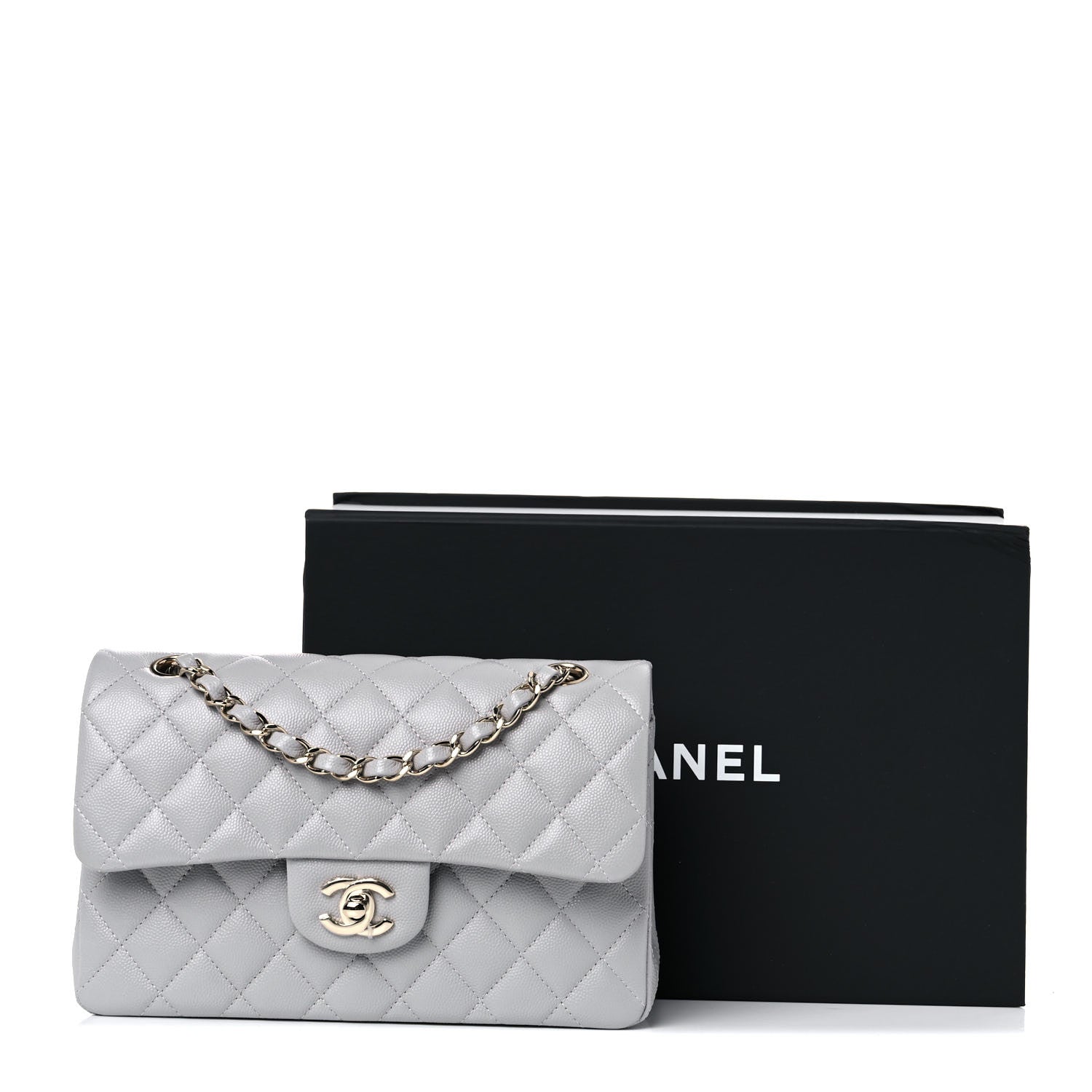 Chanel Caviar Quilted Small Double Flap Grey 10 of 10