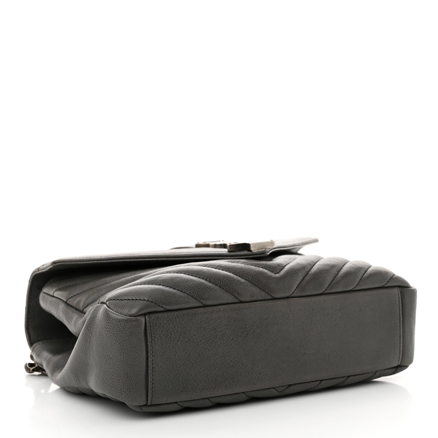 Saint Laurent Sheepskin Matelasse Chevron Monogram Medium College Bag Light Coal 4 of 12