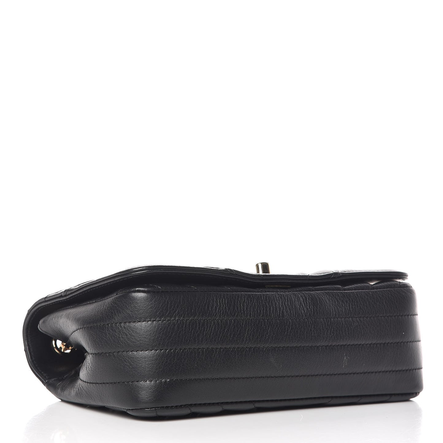 Calfskin Chevron Quilted Mini Statement Flap Black