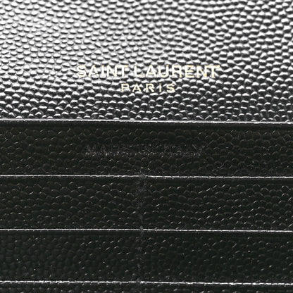 Saint Laurent Grain De Poudre Matelasse Chevron Monogram Flap Wallet Black 7 of 11