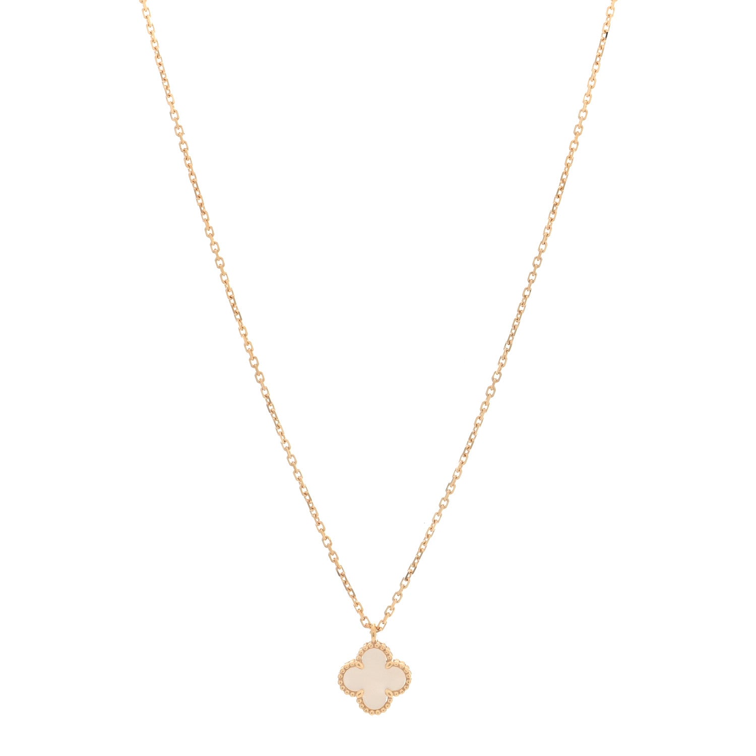 Van Cleef & Arpels 18K Yellow Gold Mother of Pearl Sweet Alhambra Pendant Necklace 1 of 5