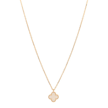 Van Cleef & Arpels 18K Yellow Gold Mother of Pearl Sweet Alhambra Pendant Necklace 1 of 5