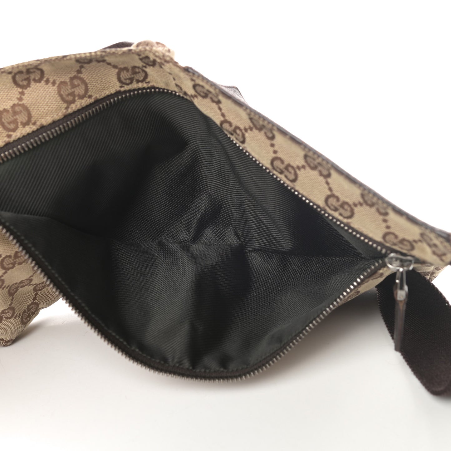 GG Monogram Double Pocket Belt Bag Dark Brown