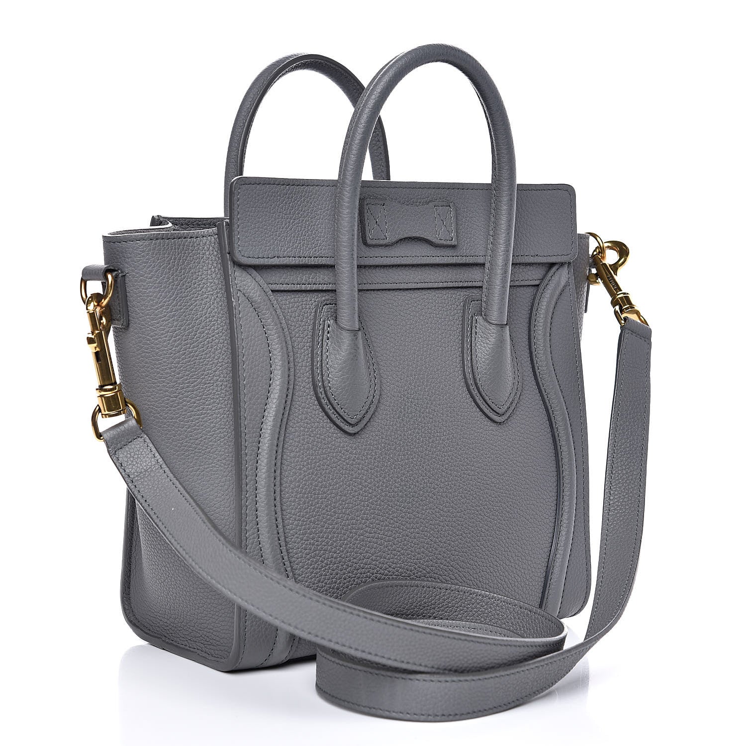 Celine Drummed Calfskin Nano Luggage Kohl 3 of 14