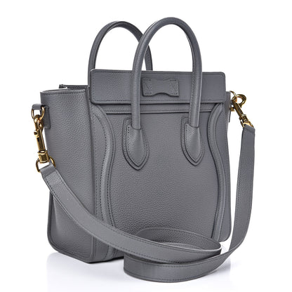Celine Drummed Calfskin Nano Luggage Kohl 3 of 14