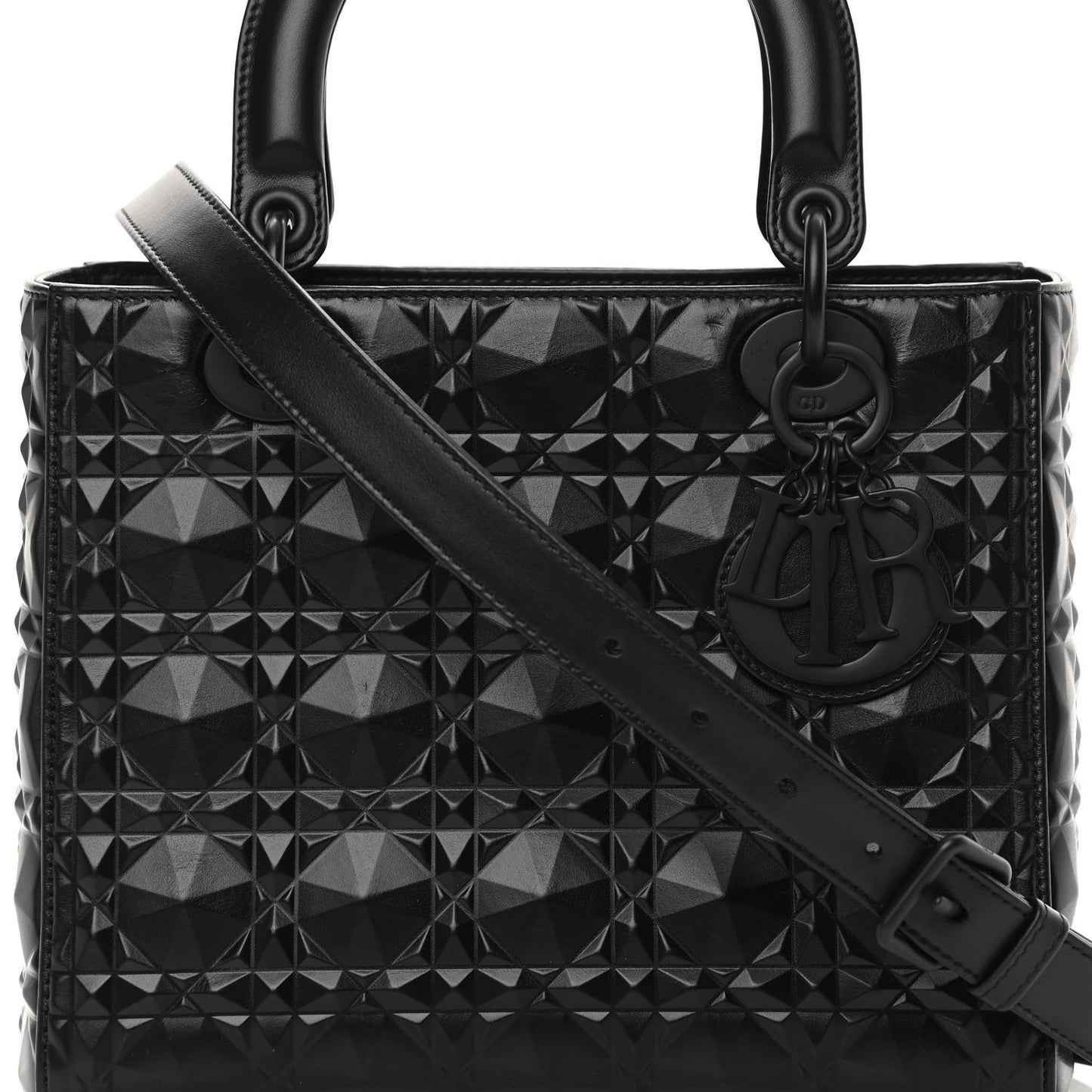 Calfskin Cannage Diamond Cannage Medium Lady Dior Black