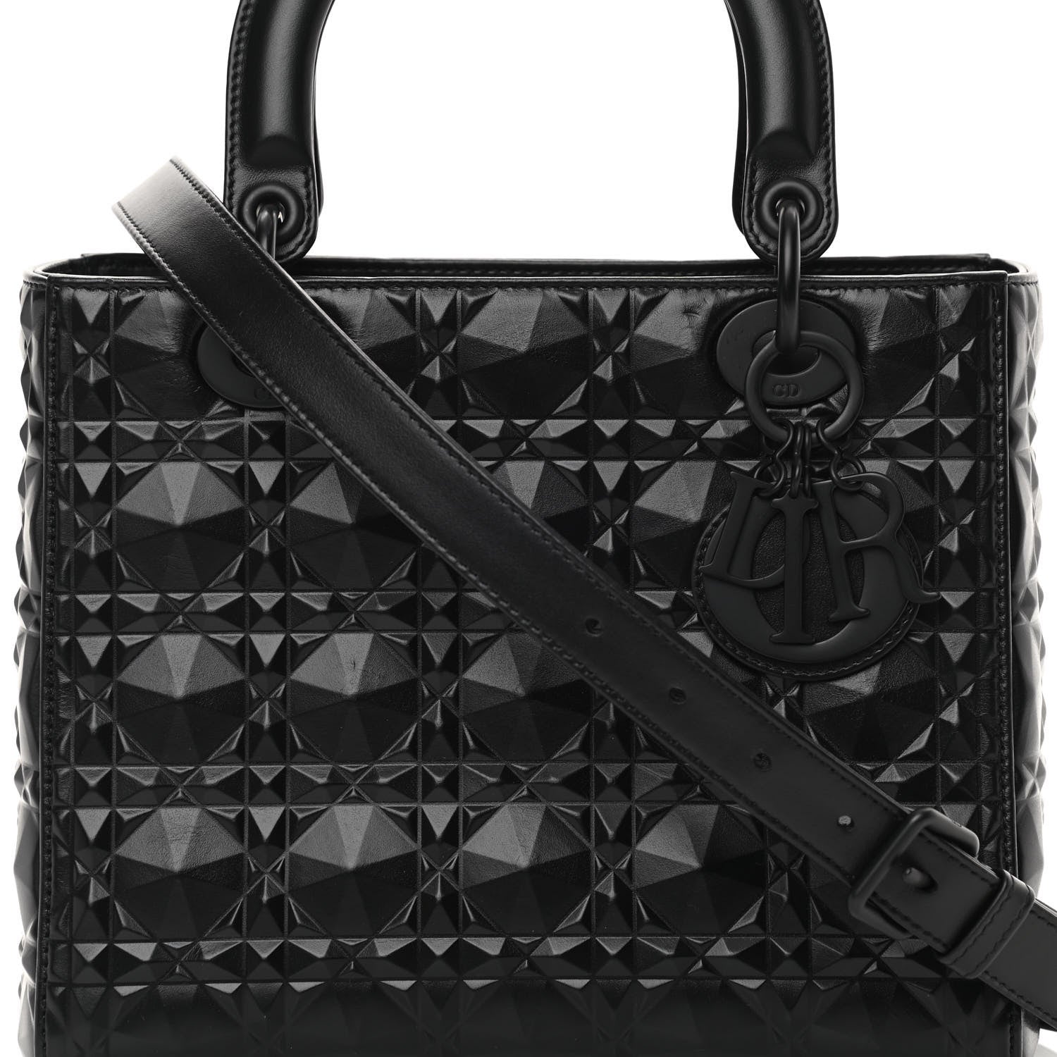 Christian Dior Calfskin Cannage Diamond Cannage Medium Lady Dior Black 8 of 12