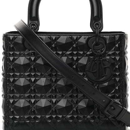 Christian Dior Calfskin Cannage Diamond Cannage Medium Lady Dior Black 8 of 12