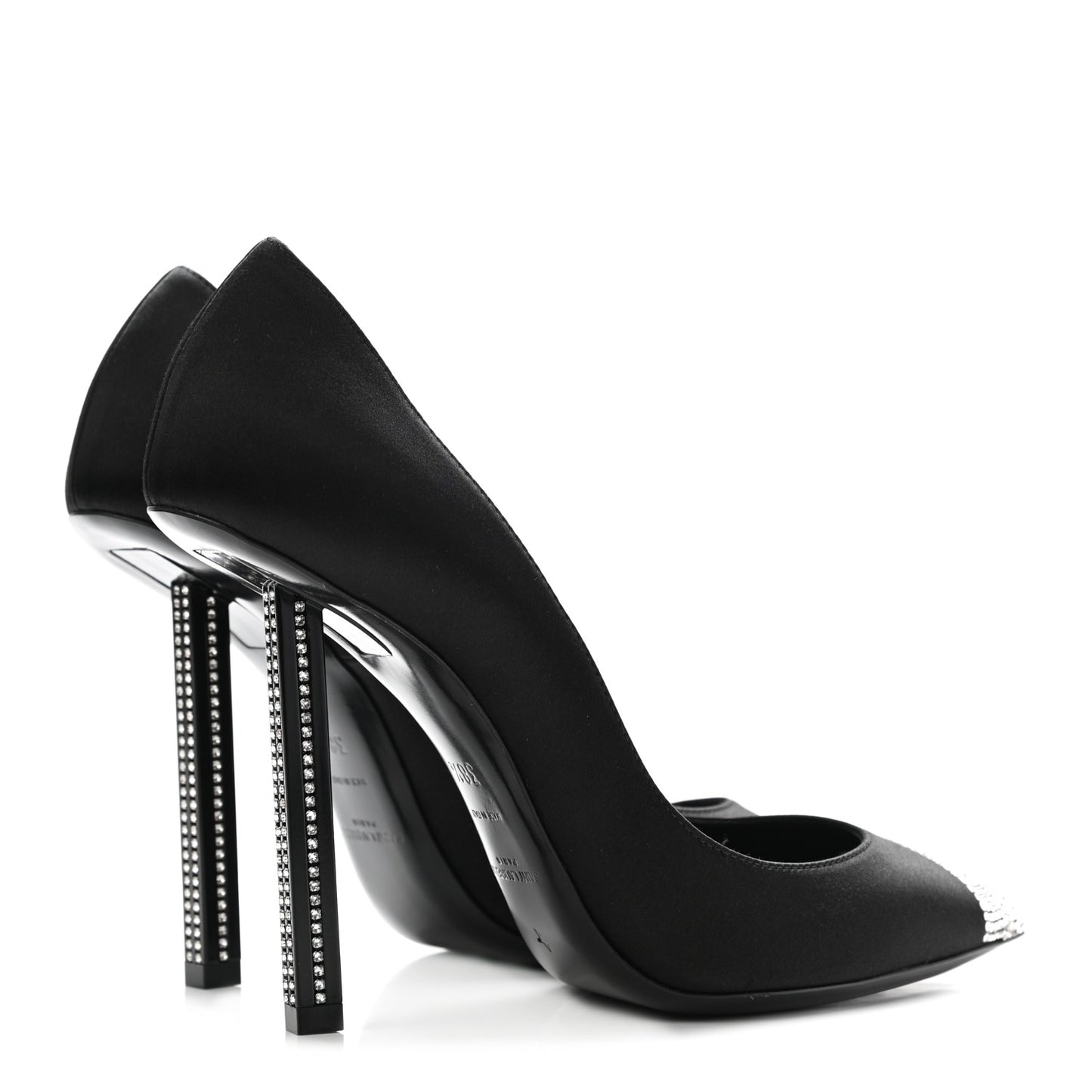 Satin Crystal Embellished Tower 110 Pump 38.5 Black