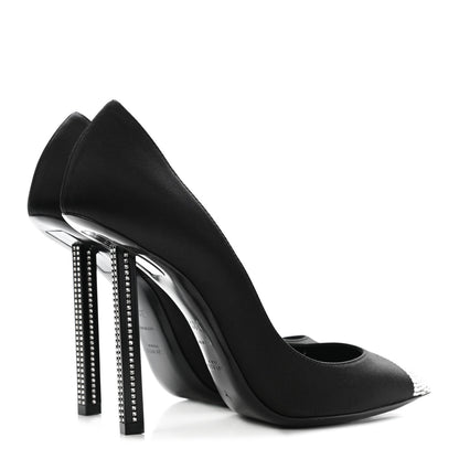 Saint Laurent Satin Crystal Embellished Tower 110 Pump 38.5 Black 4 of 8