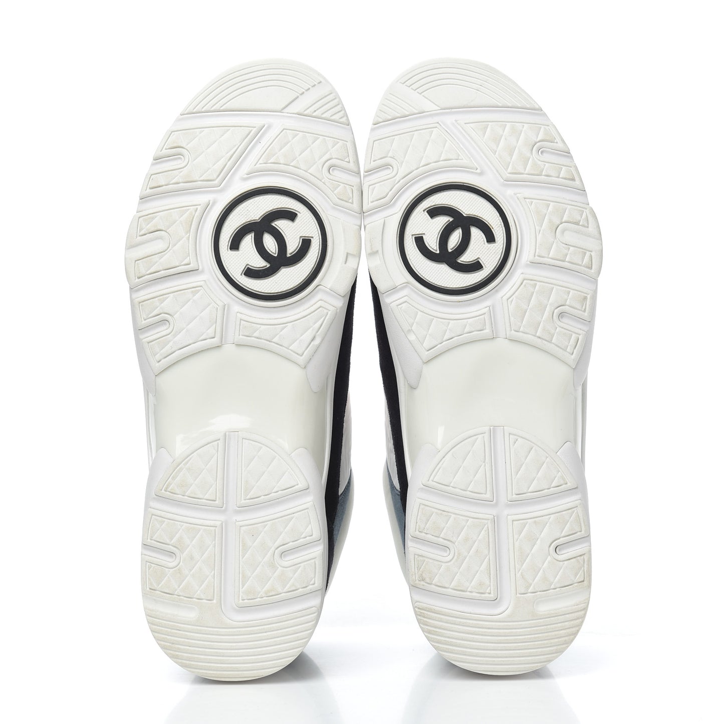 Nylon Calfskin Suede CC Womens Sneakers 41 Dark Navy White