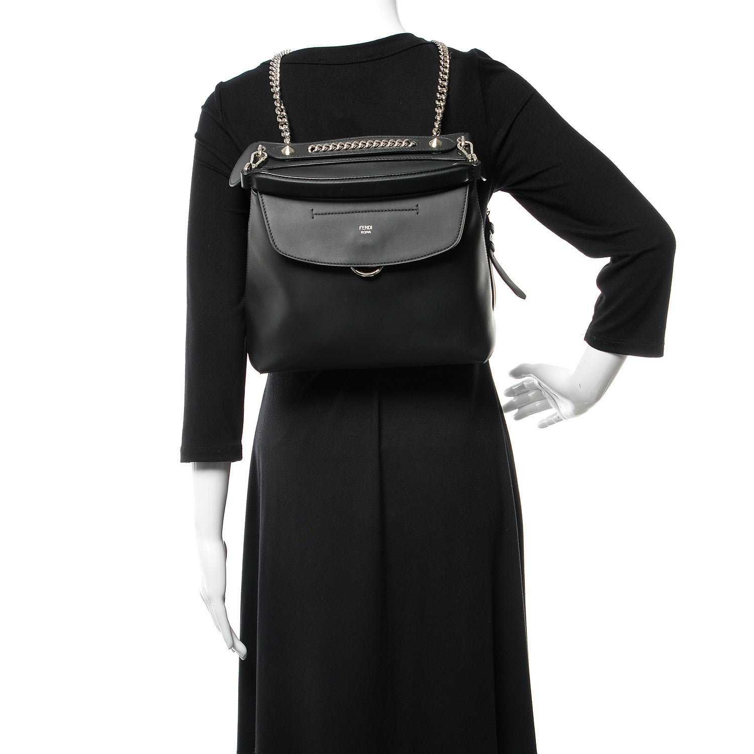Fendi Vitello Century Opaco Large Back to School Backpack Black 2 of 10