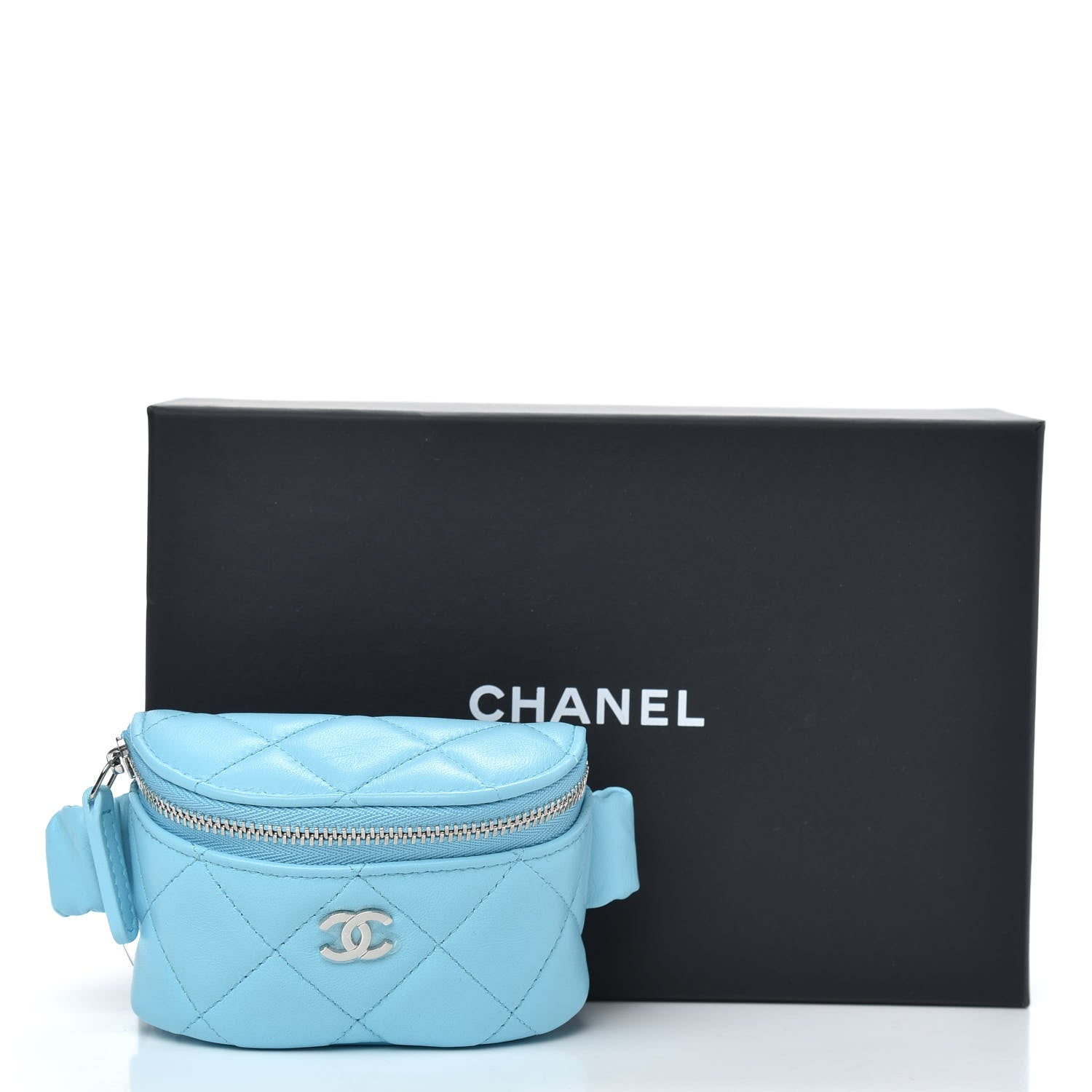 Chanel Lambskin Quilted Arm Coin Purse Neon Blue 10 of 10