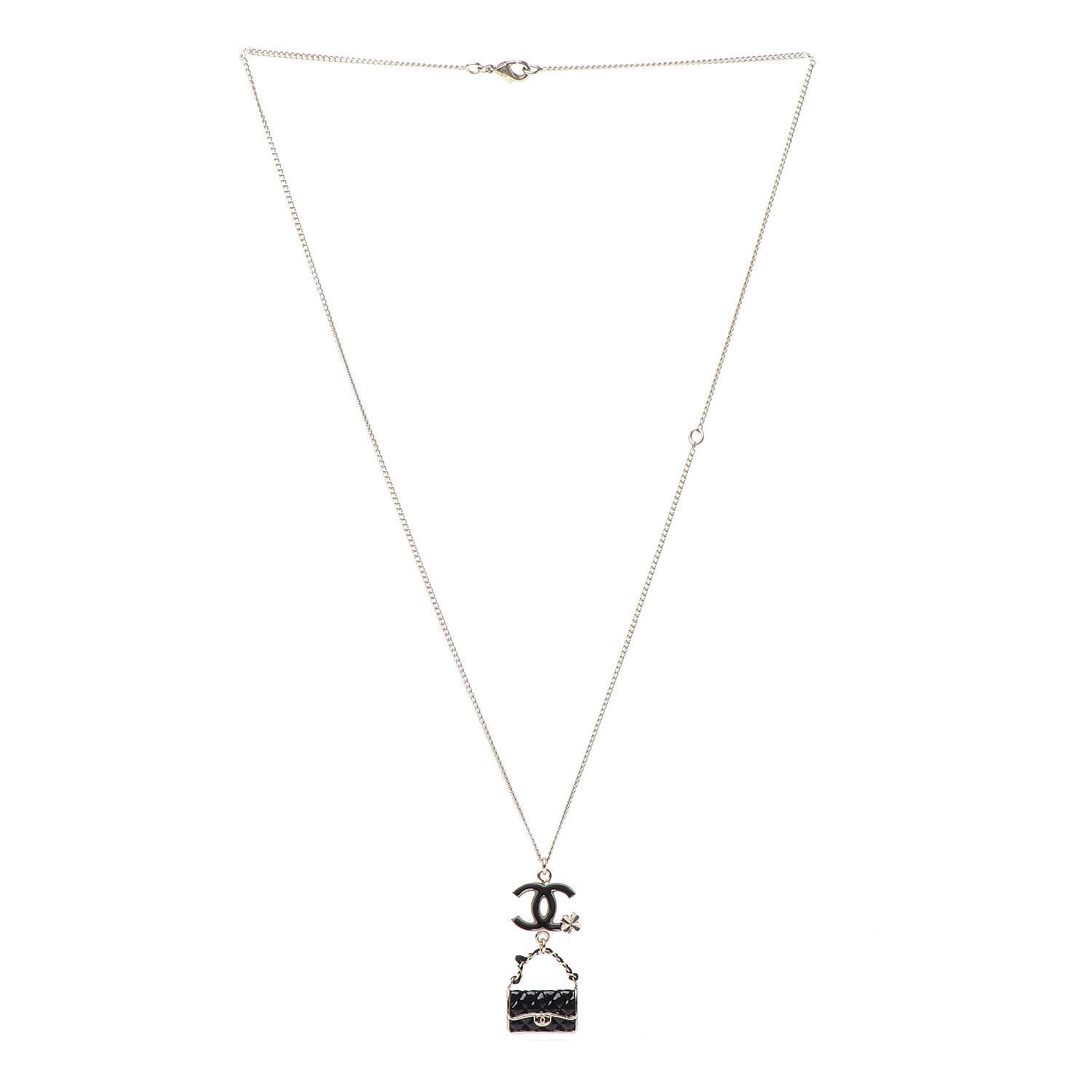 Chanel Enamel Charming Chic Classic Flap CC Charm Necklace Black 3 of 5