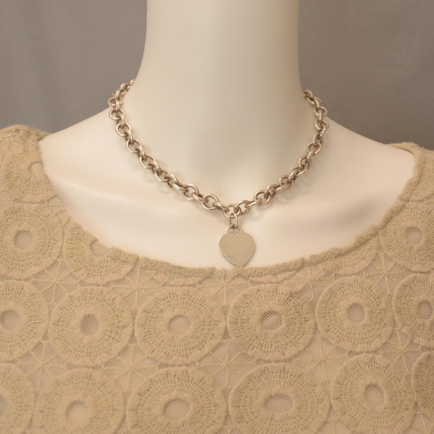 Sterling Silver Heart Tag Necklace