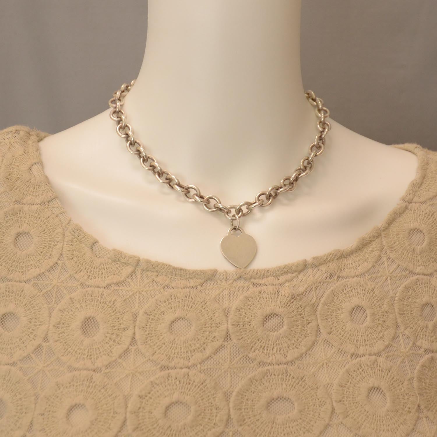 Tiffany Sterling Silver Heart Tag Necklace 2 of 4