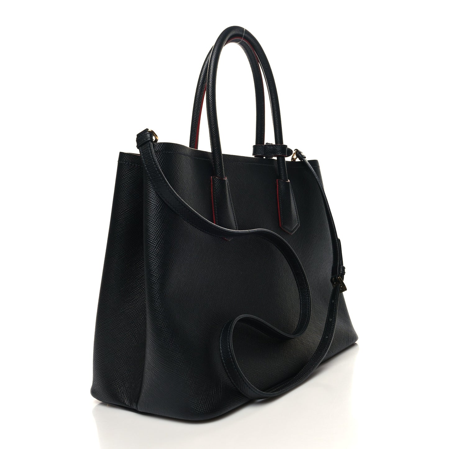 Saffiano Cuir Large Double Bag Black Fuoco