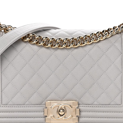 Chanel Caviar Quilted Medium Boy Flap Light Grey 8 of 12