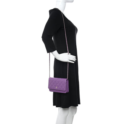 Chanel Lambskin Quilted Wallet On Chain WOC Purple 2 of 11
