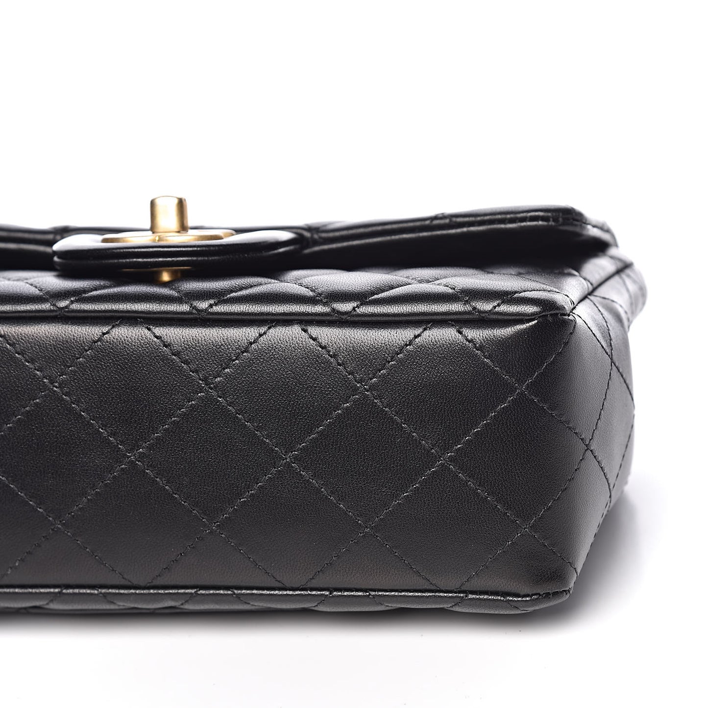 Lambskin Quilted Mini Rectangular Flap Black