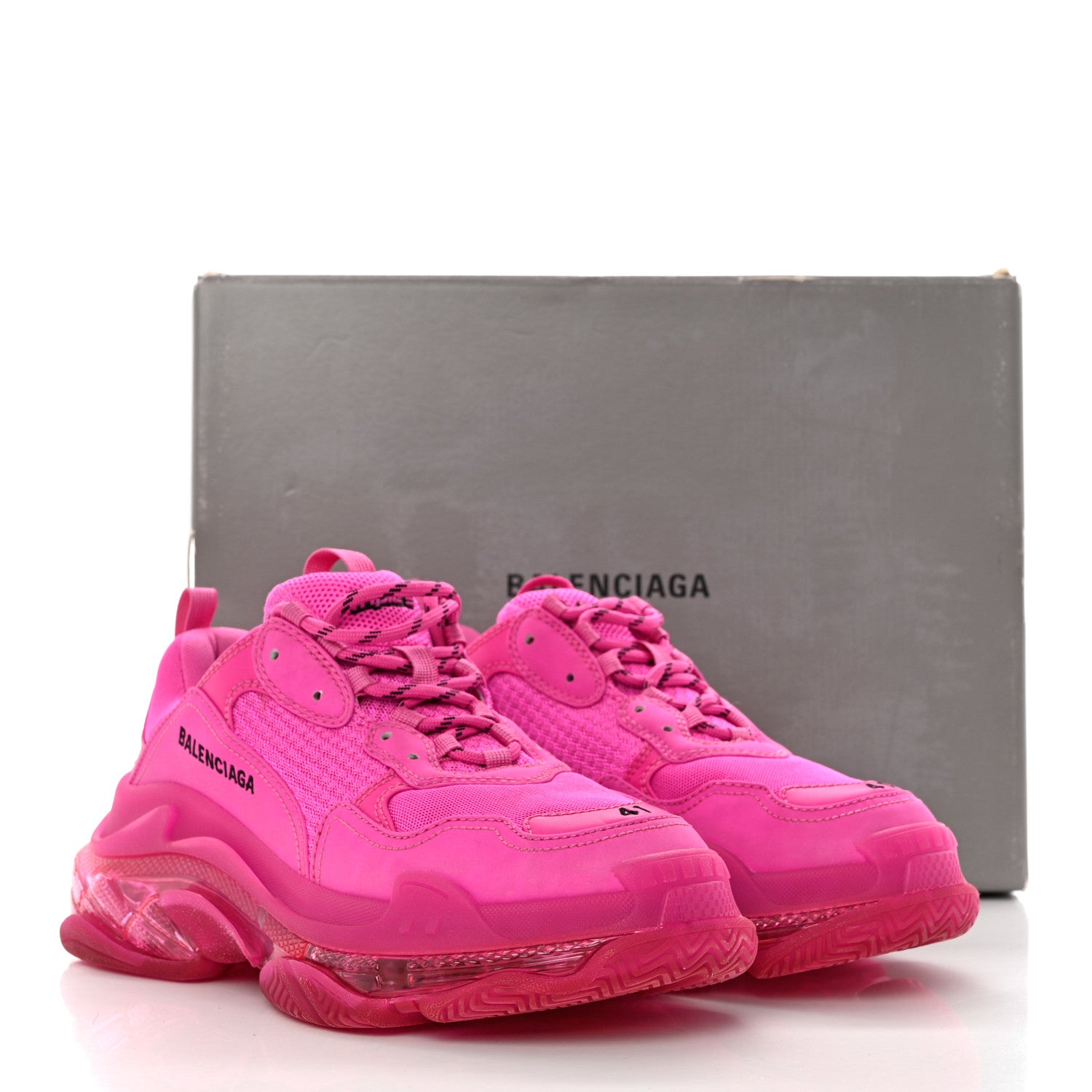 Balenciaga Fabric Mesh Clear Sole Fluo Womens Triple S Sneakers 41 Pink 9 of 9