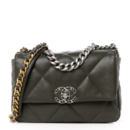Chanel Lambskin Quilted Medium Chanel 19 Flap Khaki 1 of 13