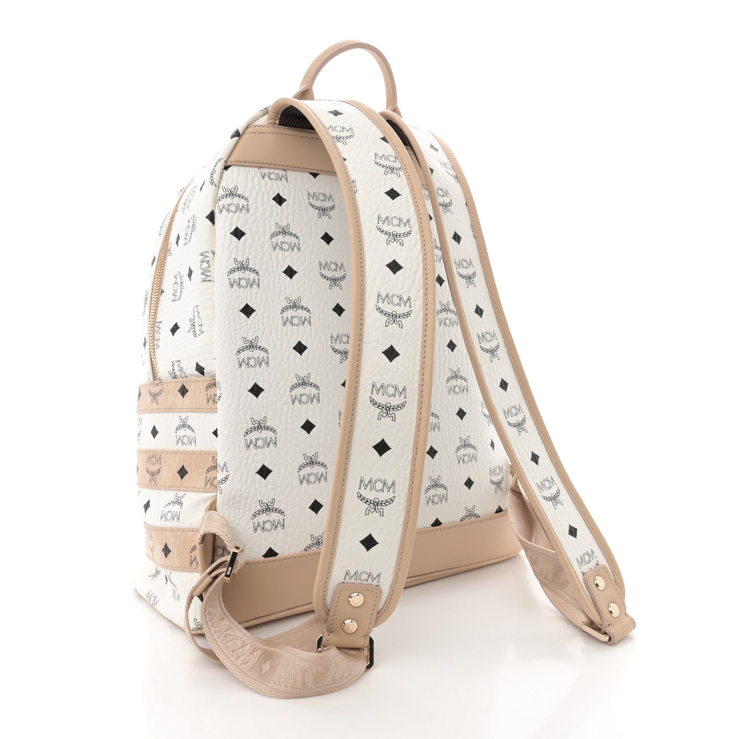 Metallic Visetos Striped Medium Stark Backpack White Beige
