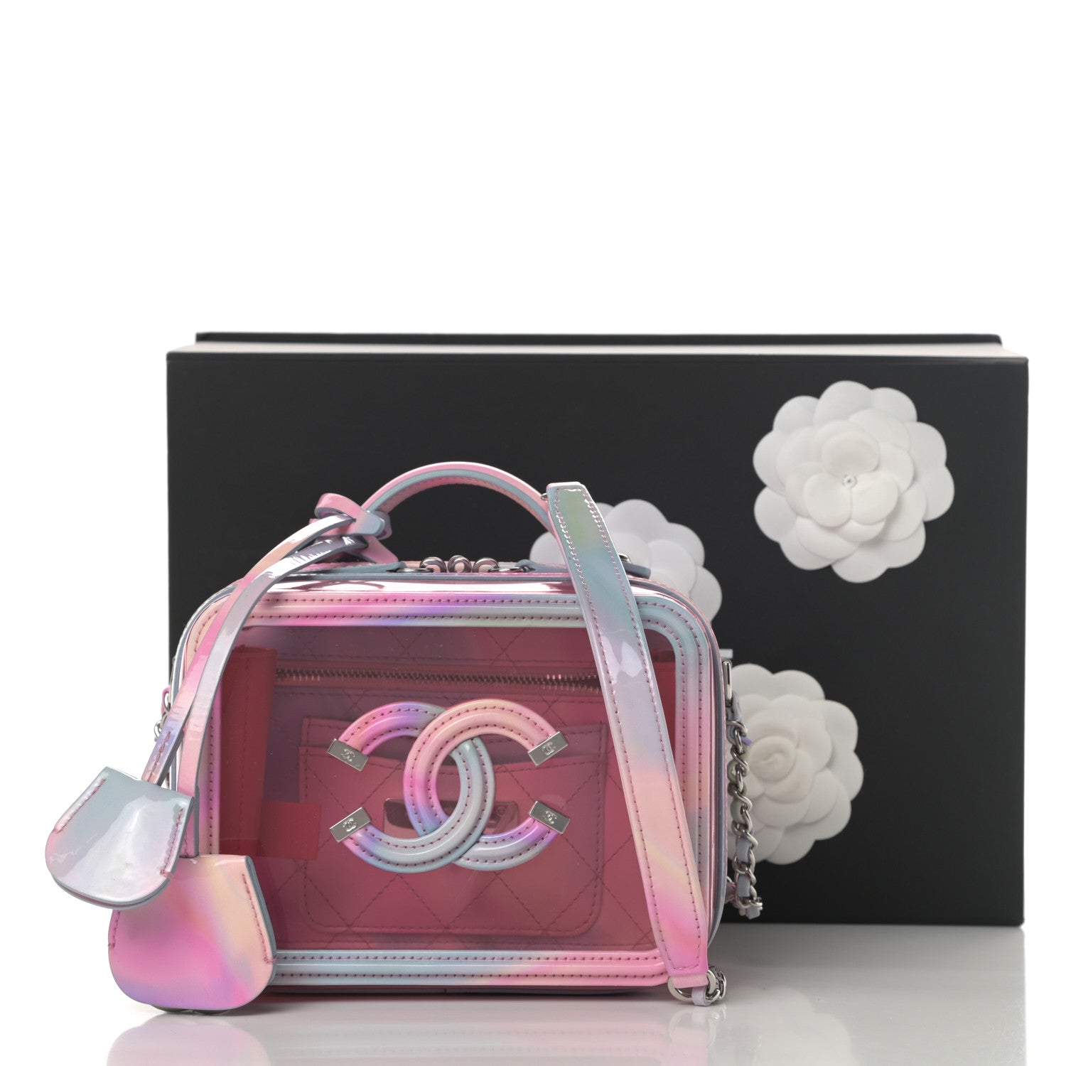 Chanel PVC Patent Calfskin Patent Lambskin Small CC Vanity Case Pink 11 of 11