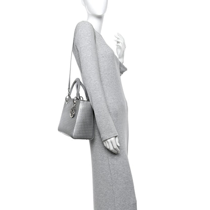 Christian Dior Metallic Patent Micro-Cannage Medium Lady Dior Silver 2 of 11