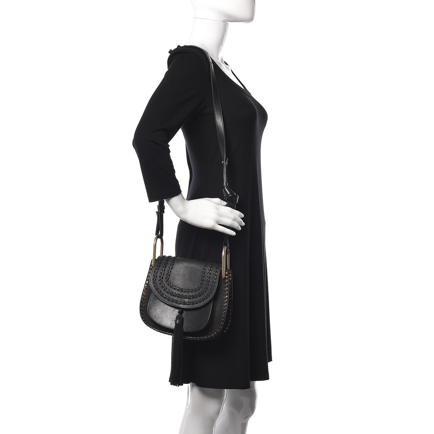 Chloe Calfskin Braided Small Hudson Shoulder Bag Black 2 of 19