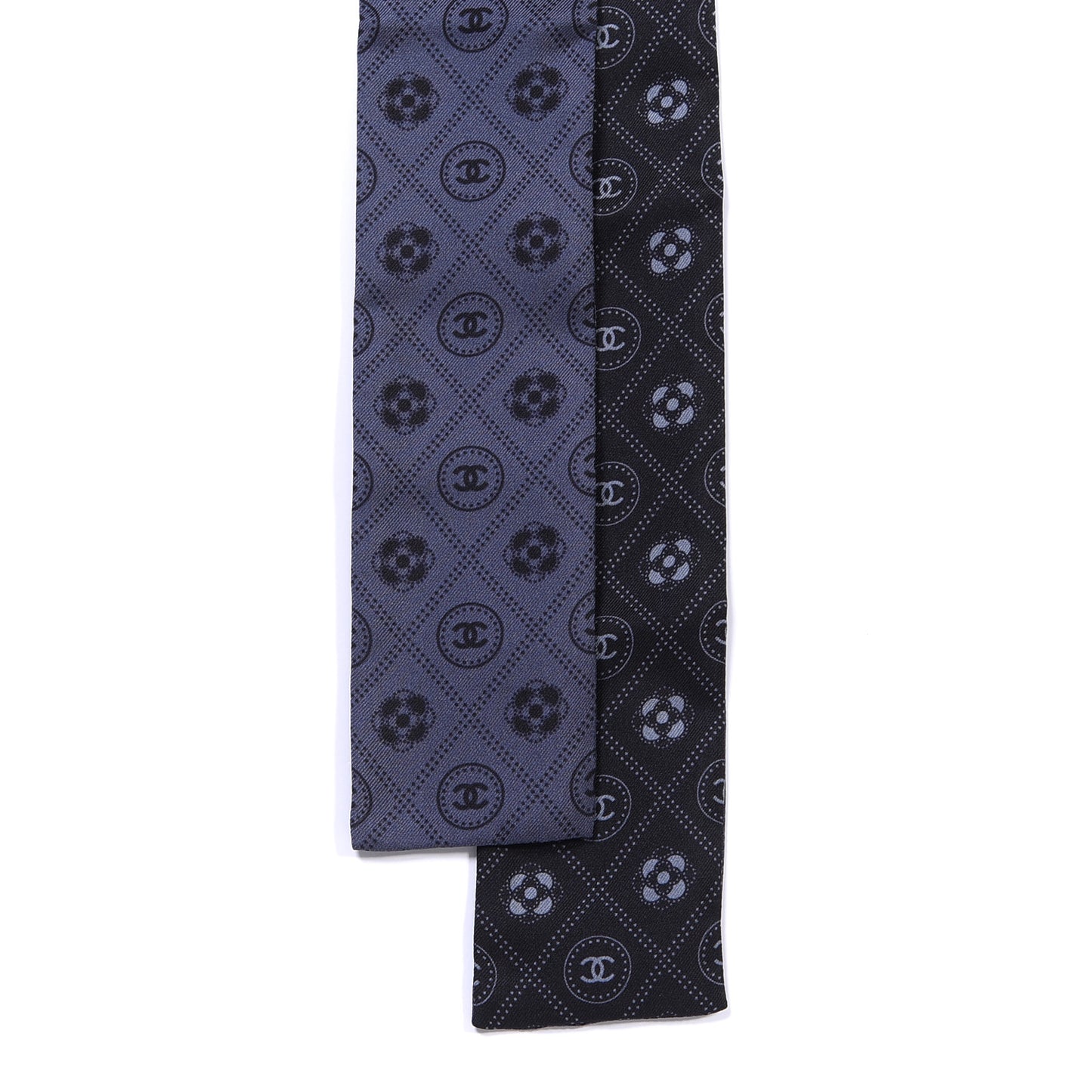 Silk CC Polka Dot Slim Bandeau Scarf Anthracite Black