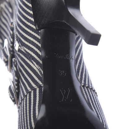Louis Vuitton Canvas Striped Janet Ankle Boots 35 Black 6 of 8