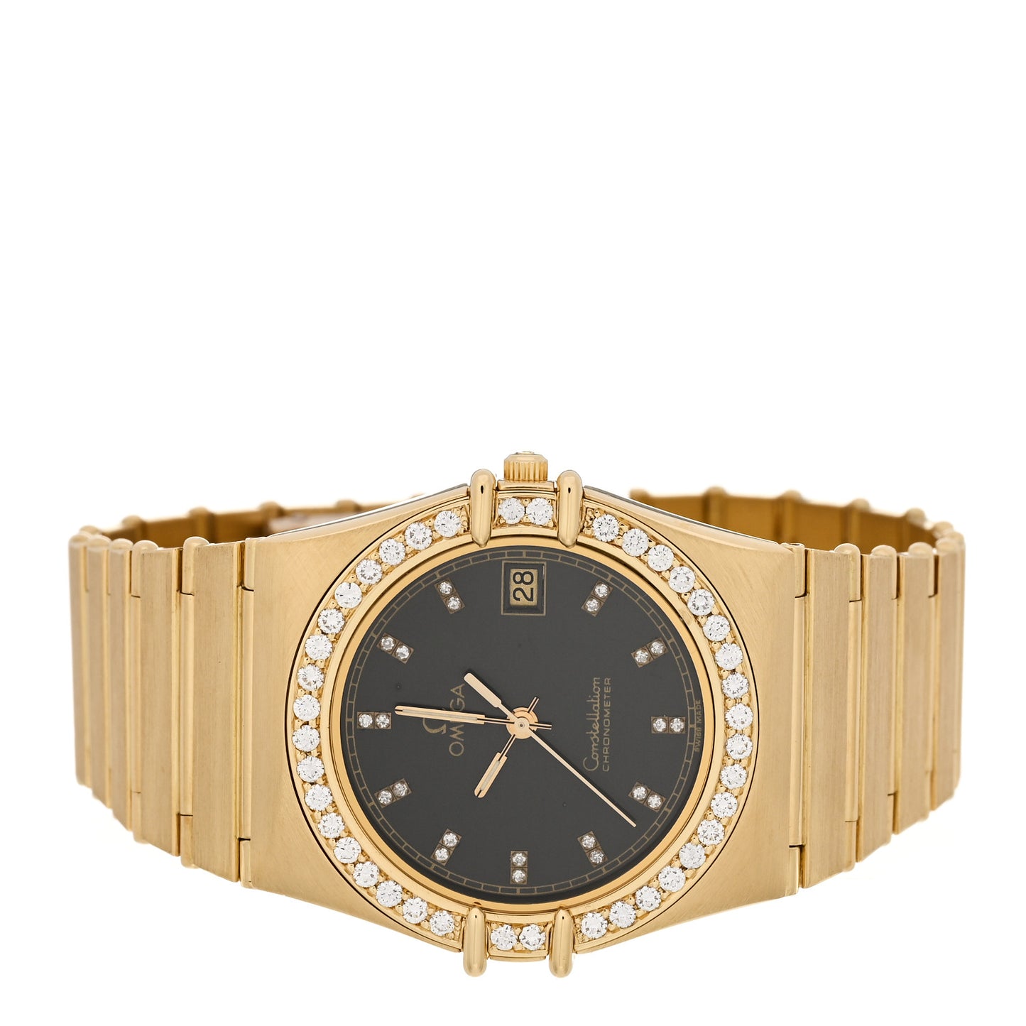 18K Yellow Gold Diamond 35mm Constellation Quartz Watch Brown 498.0017