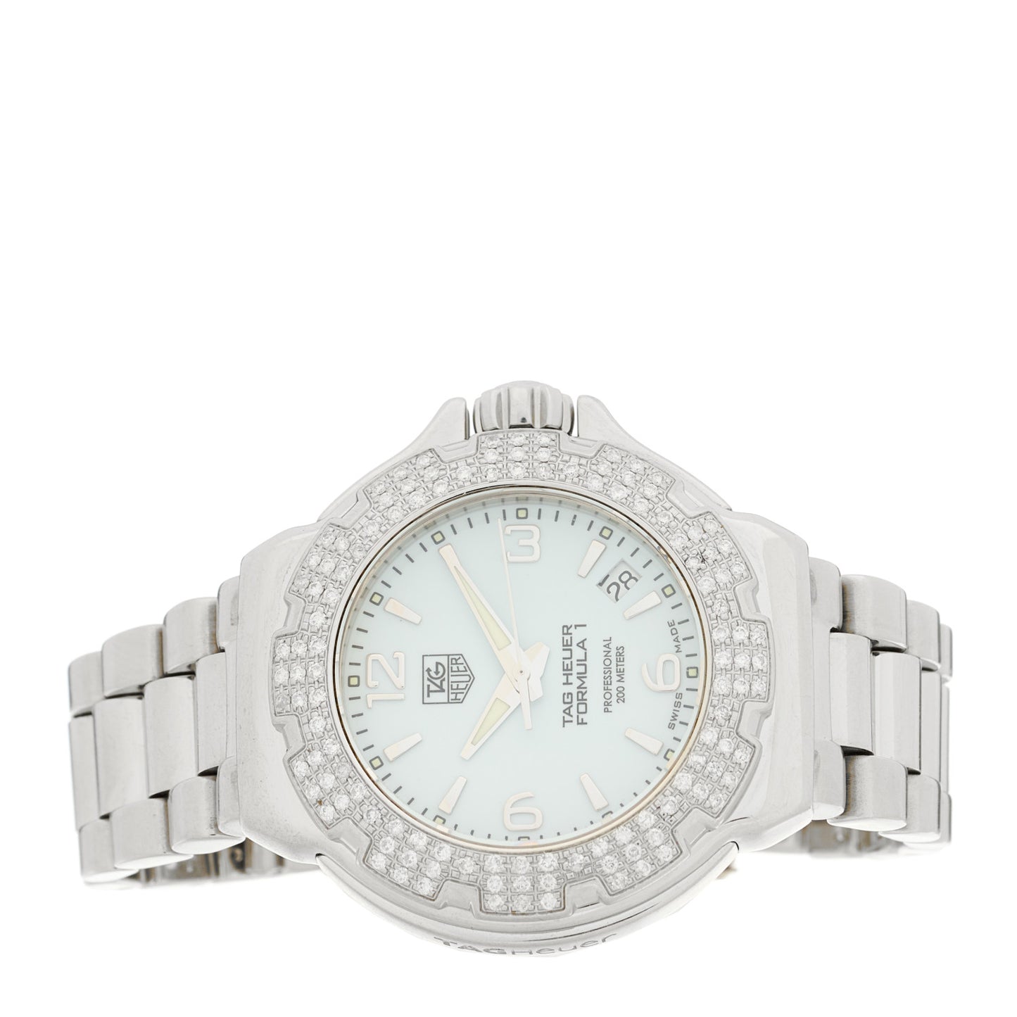 Stainless Steel Diamond Bezel 35mm Formula 1 Lady Quartz Watch White WAC1215-0